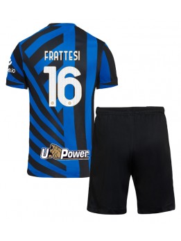 Inter Milan Davide Frattesi #16 Heimtrikotsatz für Kinder 2024-25 Kurzarm (+ Kurze Hosen)